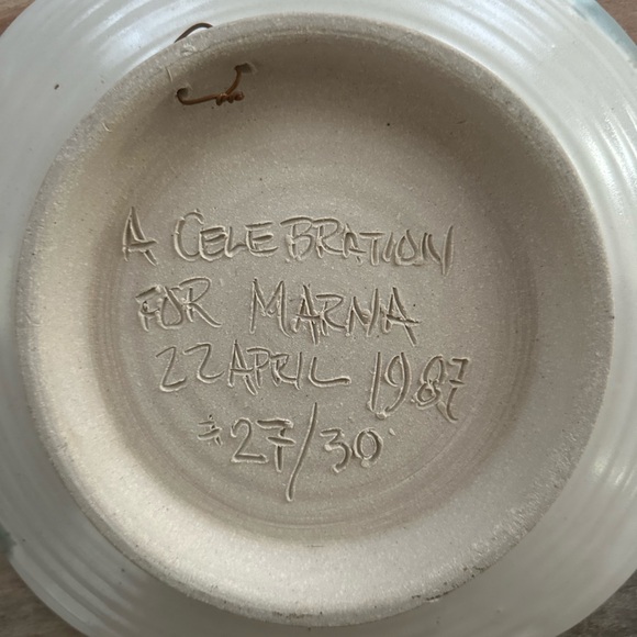 Vintage Art Pottery Abstract Ceramic Plate Dish with Earthy Tones - Picture 5 of 5